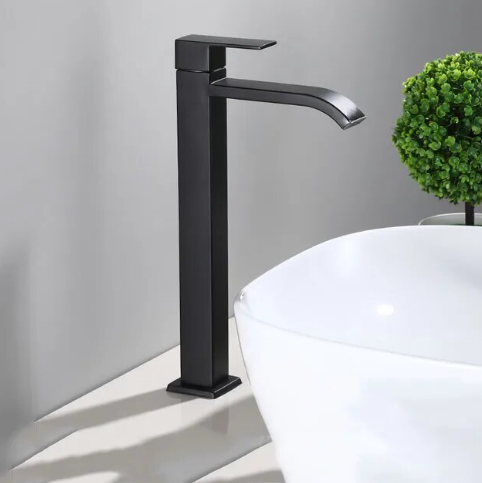 Grifo de lavabo elevado – Acabado elegante negro mate