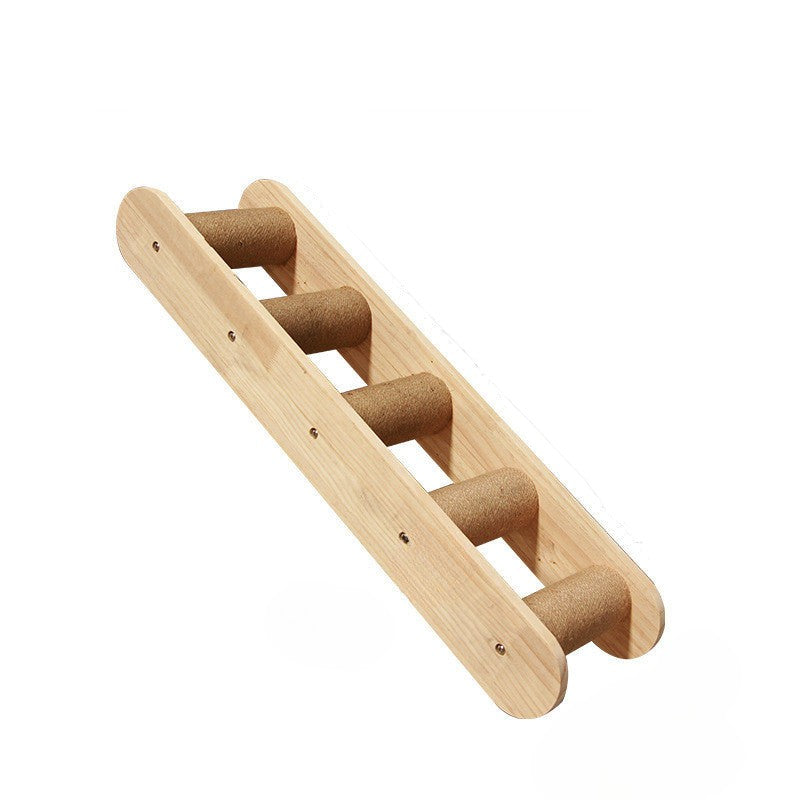 Vegghengt klatrevegg for katt med hengeplattform og stige