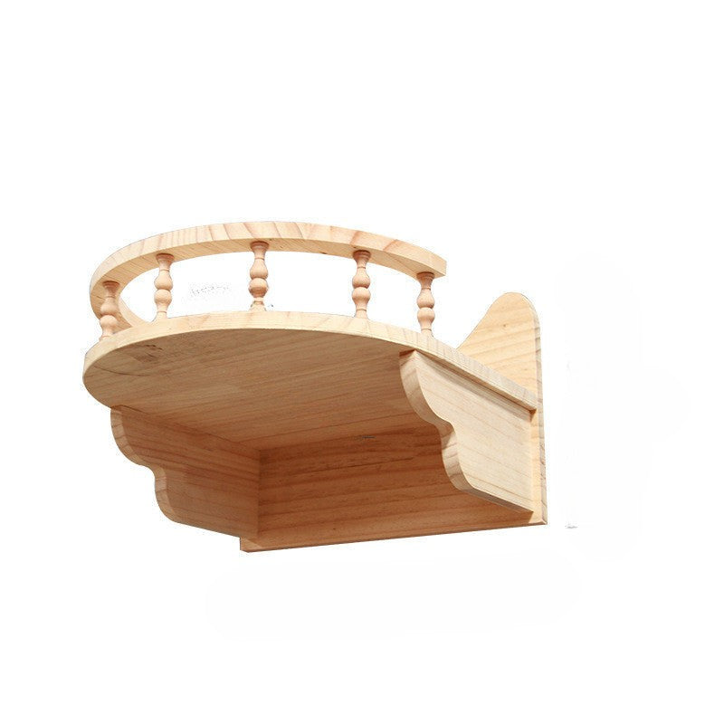 Vegghengt klatrevegg for katt med hengeplattform og stige