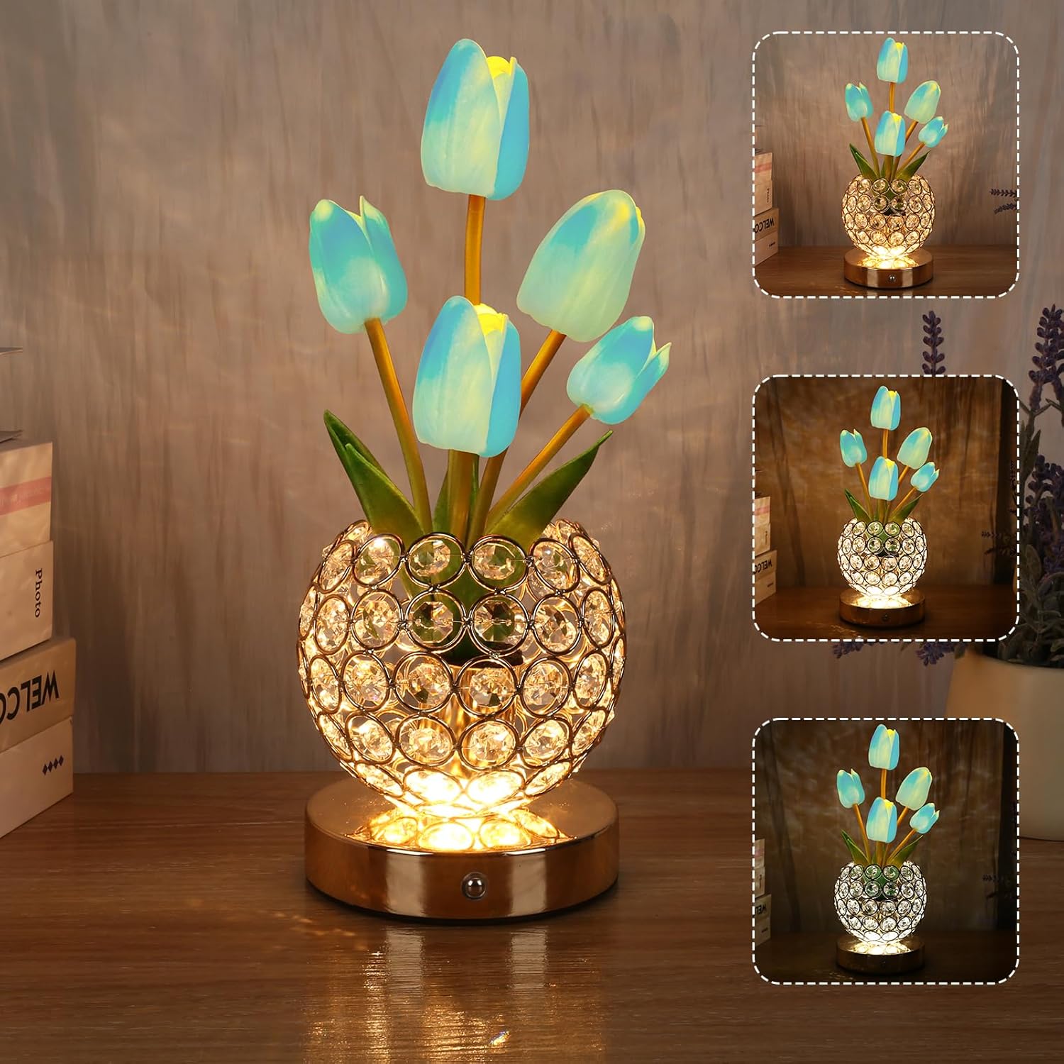 Lâmpada de Cabeceira Táctil – Brilho Cristalino Elegante