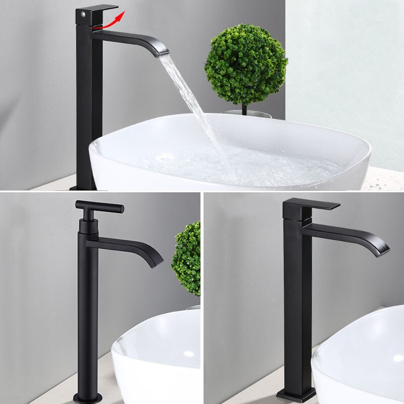Grifo de lavabo elevado – Acabado elegante negro mate