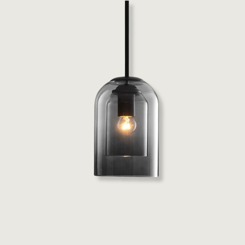 Vintage üveg függőlámpa - dupla fémes kivitelben