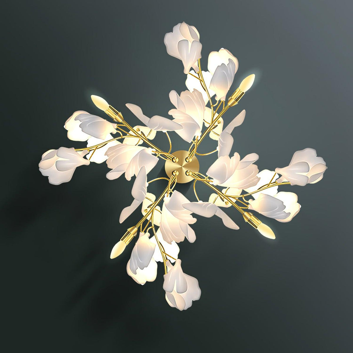 Blommig vägglampa - Gyllene elegans & Mjukt ljus