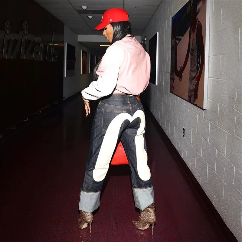 Nina | Muotihousut – Suora Leikkaus Ja Kontrastivärinen Sydänkuvio 