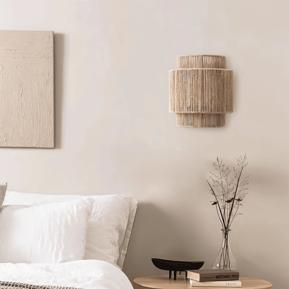 Rattan Wall Lamp With Hemp Rope Shade - Natural Light & Authentic Charm