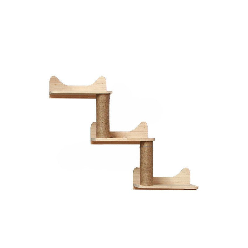 إطار تسلق جداري للقطط مع منصة معلقة وسلّم 