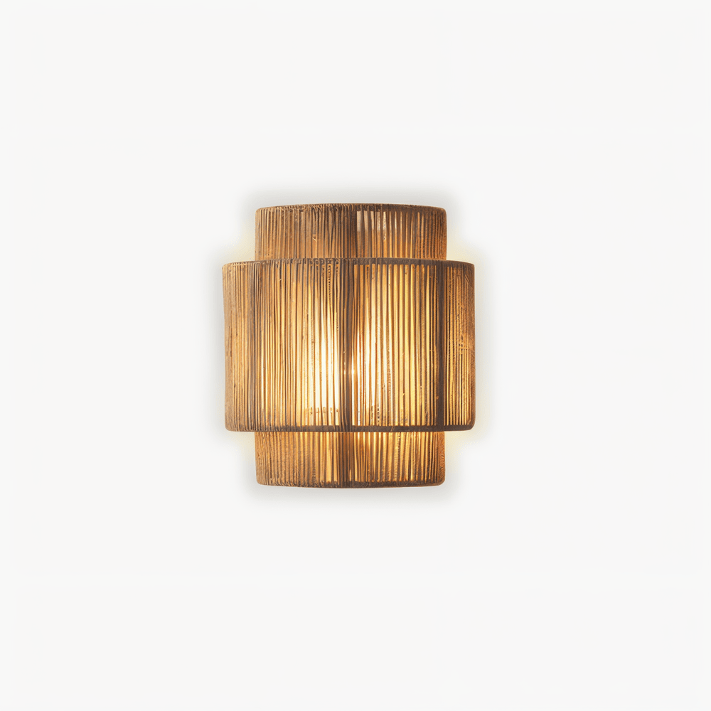Rattan Wall Lamp With Hemp Rope Shade - Natural Light & Authentic Charm