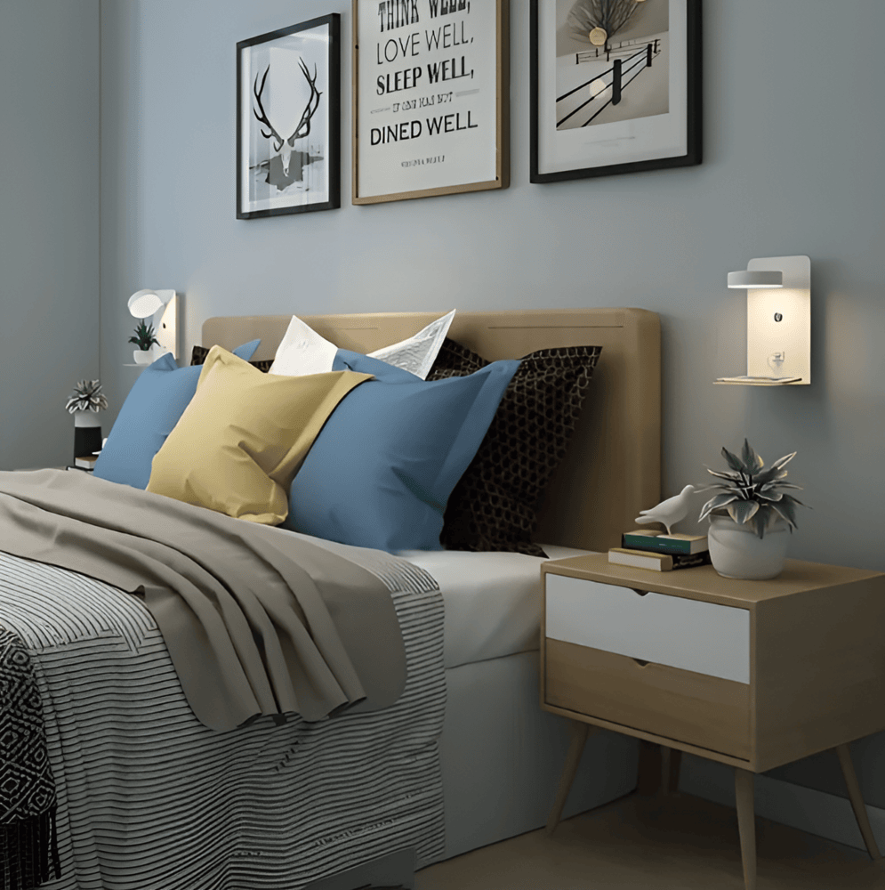 Led Wall Lamp With Shelf And USB Port - Modern design & 2-in-1 function