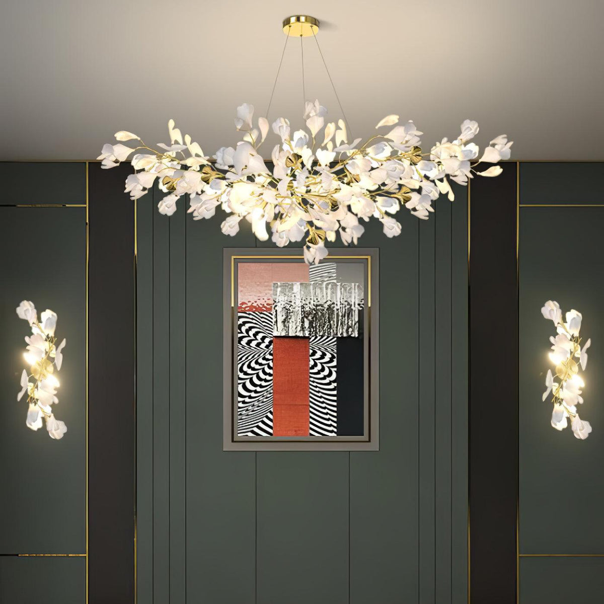Blommig vägglampa - Gyllene elegans & Mjukt ljus