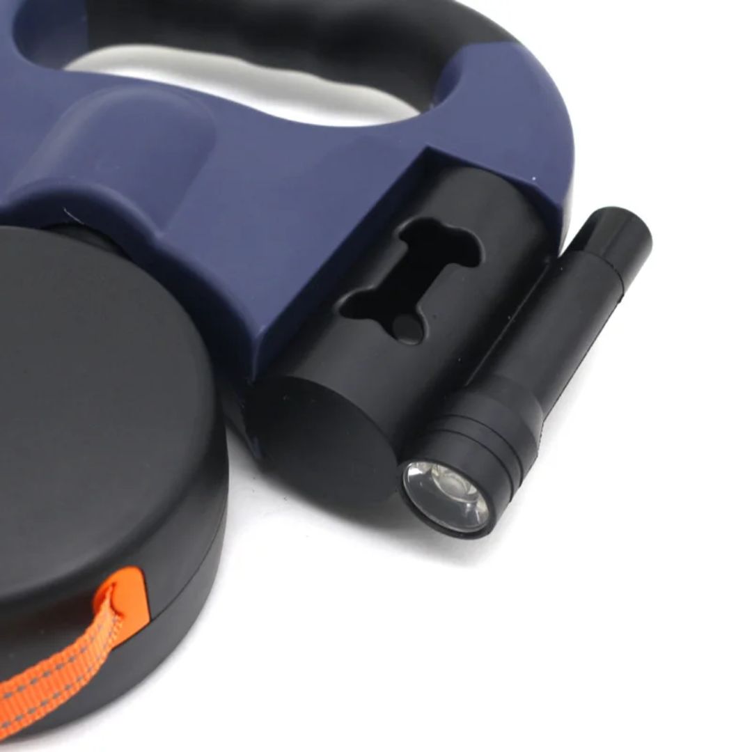 犬用の伸縮リード - LEDランプと袋ディスペンサー付き 