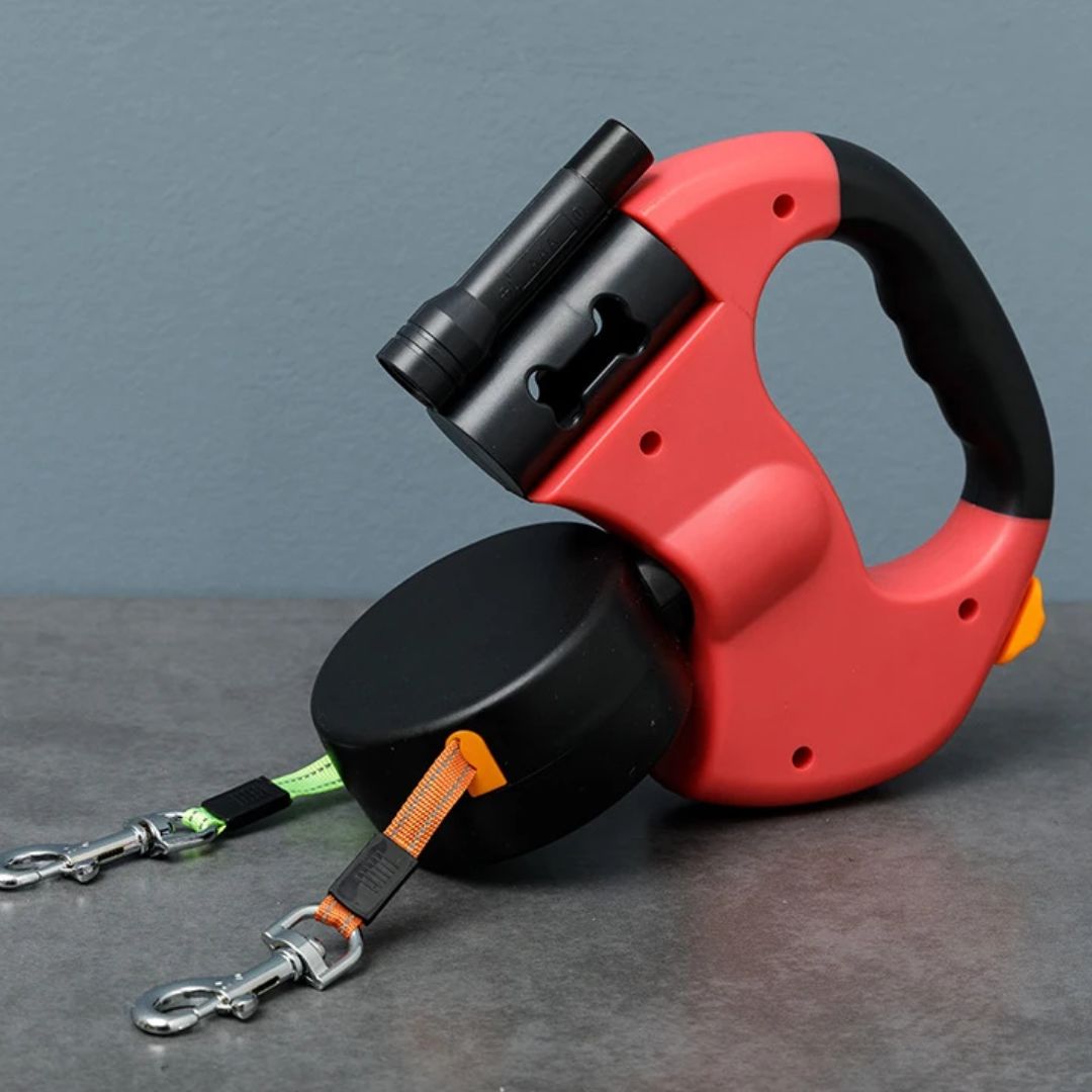 Skládací vodítko pro psy – S LED lampou a dávkovačem sáčků 