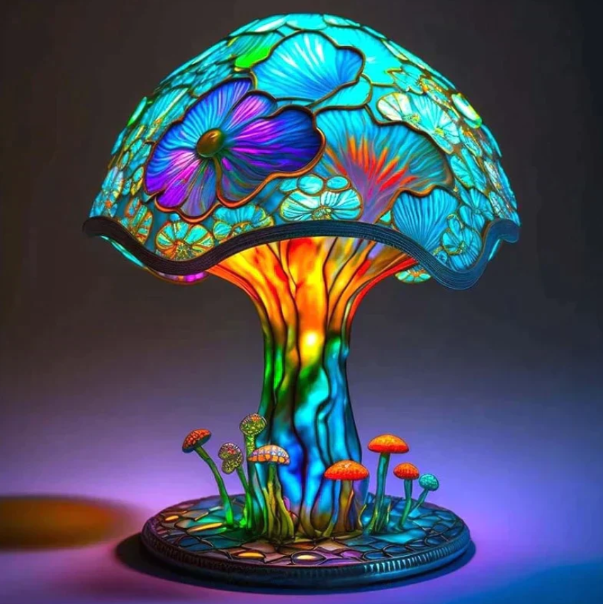 Lâmpada de Vitral Aconchegante – Luz Suave e Ambiente Aconchegante 