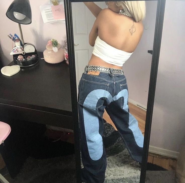 Nina | Muotihousut – Suora Leikkaus Ja Kontrastivärinen Sydänkuvio 