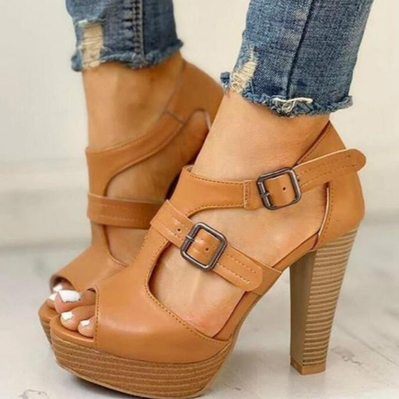 Marilou | Chic Sandaler Med Plattform Och Dubbelspännen 