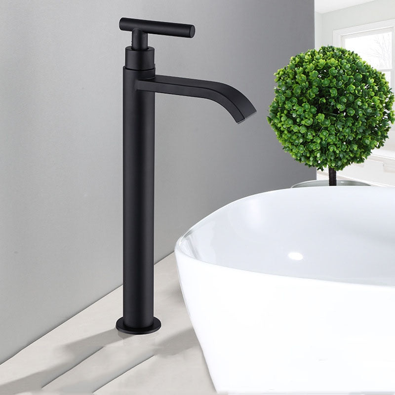 Grifo de lavabo elevado – Acabado elegante negro mate 