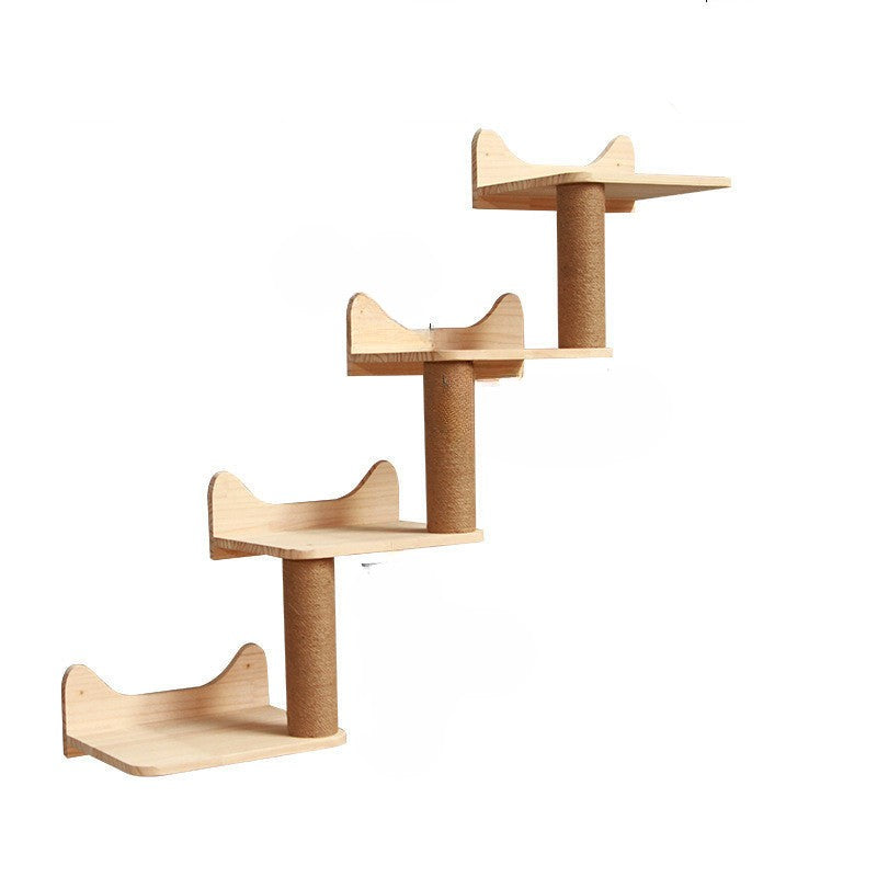 إطار تسلق جداري للقطط مع منصة معلقة وسلّم 