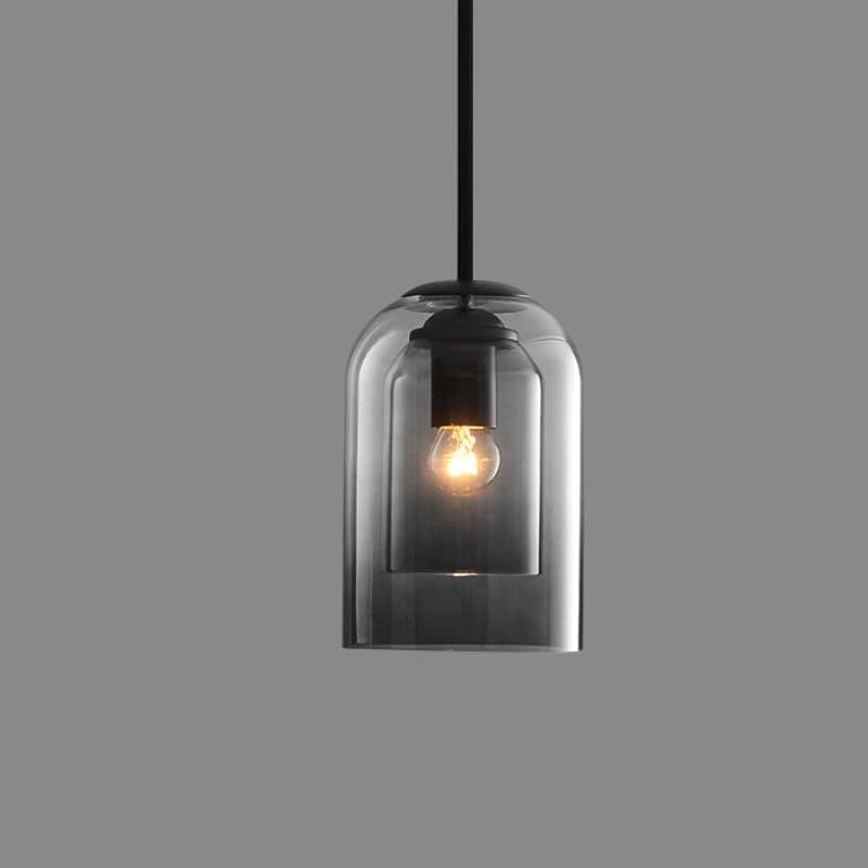 Szklana lampa wisząca w stylu vintage - podwójne metaliczne wykończenie