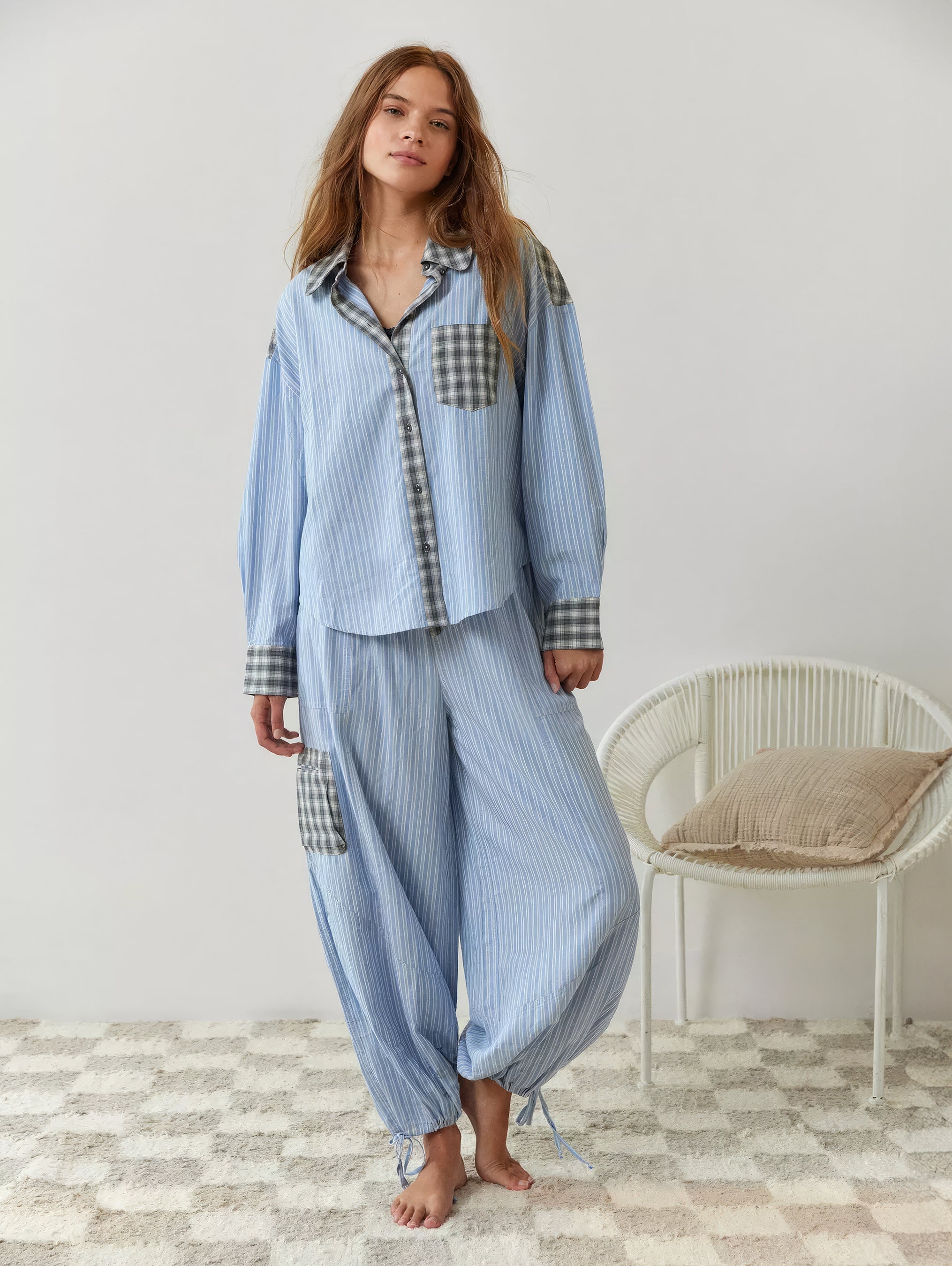 Charlotte | Pyjamas Bekväm Chic Med Ränder Och Rutor 